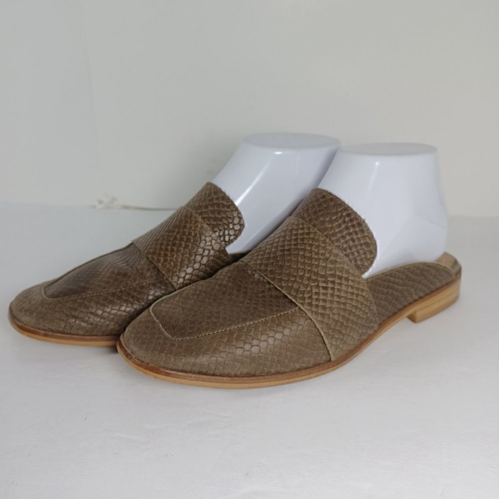 Free People Women’s EU37 US7 At Ease Leather Snakeskin Slip On Mule Loafers